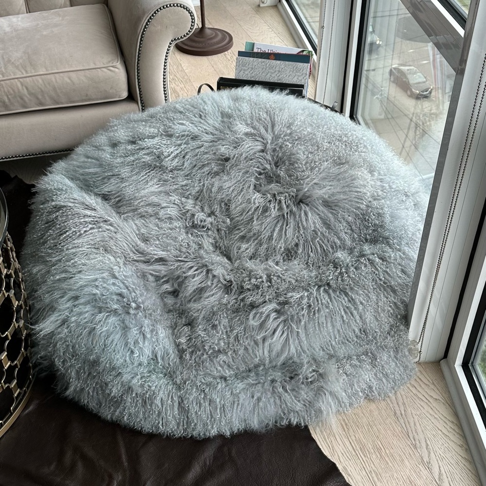 Gray Plush Faux Fur Blanket